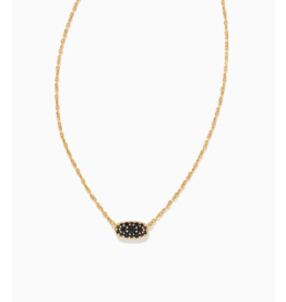 Kendra Scott Grayson Gold Crystal Pendant Necklace in Black Spinel