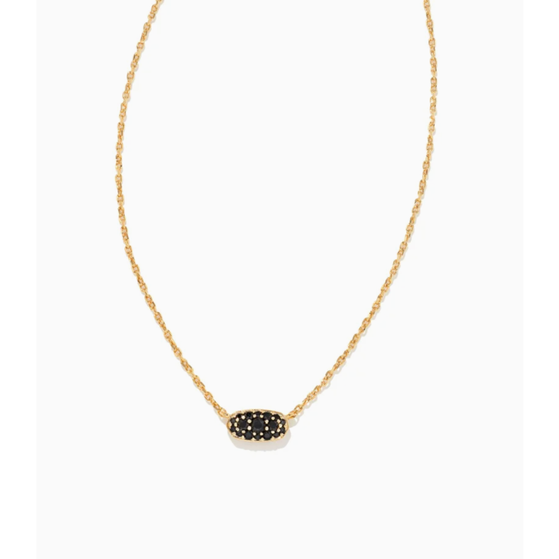 Kendra Scott Grayson Gold Crystal Pendant Necklace in Black Spinel