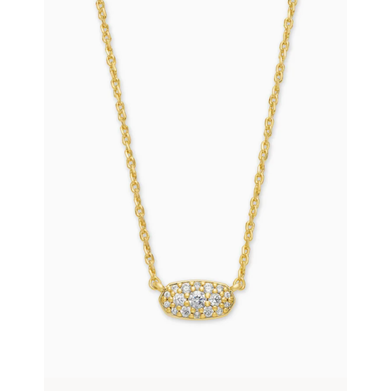 Kendra Scott Grayson Gold Pendant Necklace in White Crystal