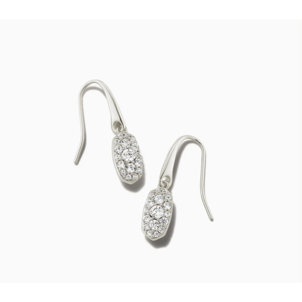 Kendra Scott Kendra Scott Grayson Silver Drop Earrings in White Crystal