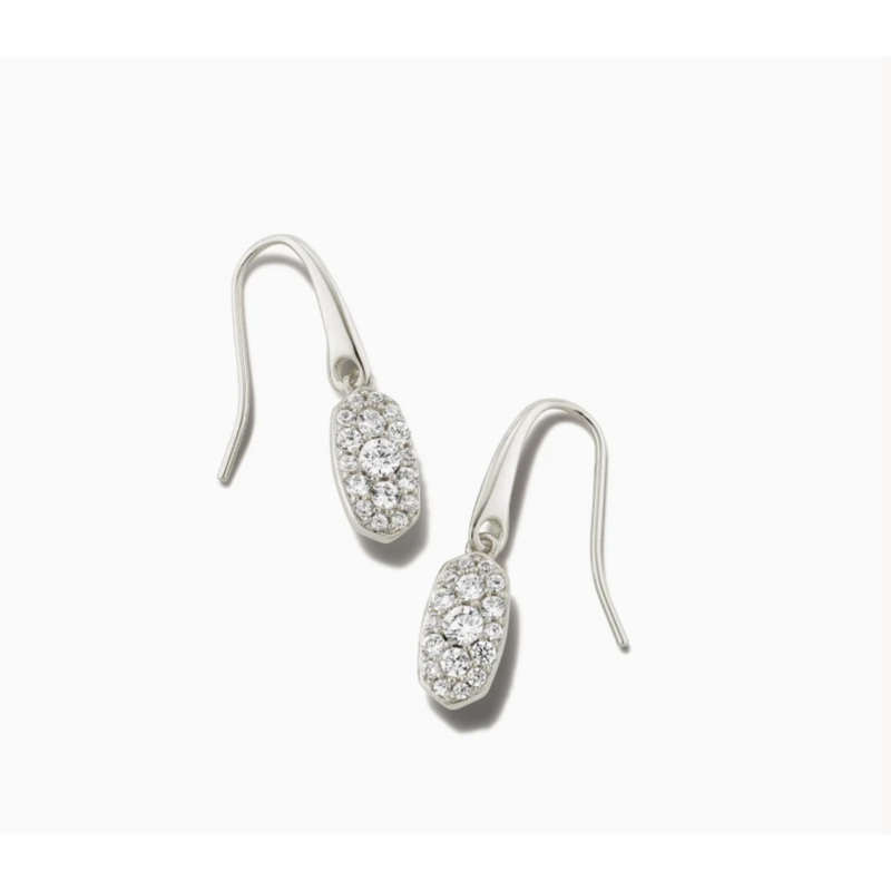 Kendra Scott Grayson Silver Drop Earrings in White Crystal