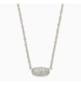 Kendra Scott Grayson Silver Pendant Necklace in White Crystal