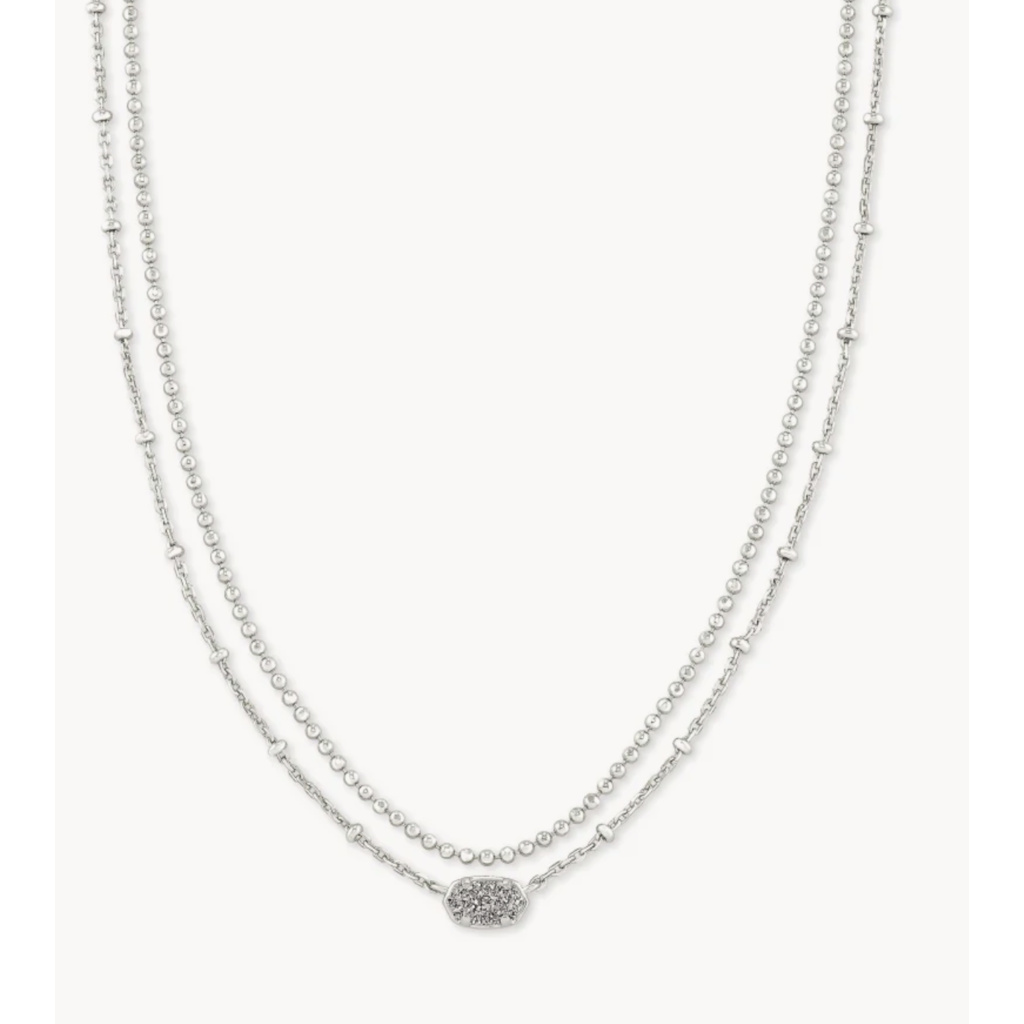 Kendra Scott Kendra Scott Emilie Silver Multi Strand Necklace in Platinum Drusy