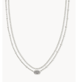 Kendra Scott Emilie Silver Multi Strand Necklace in Platinum Drusy
