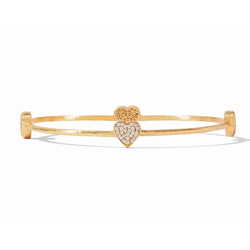 Julie Vos Gold Heart Pavé Bangle - Small