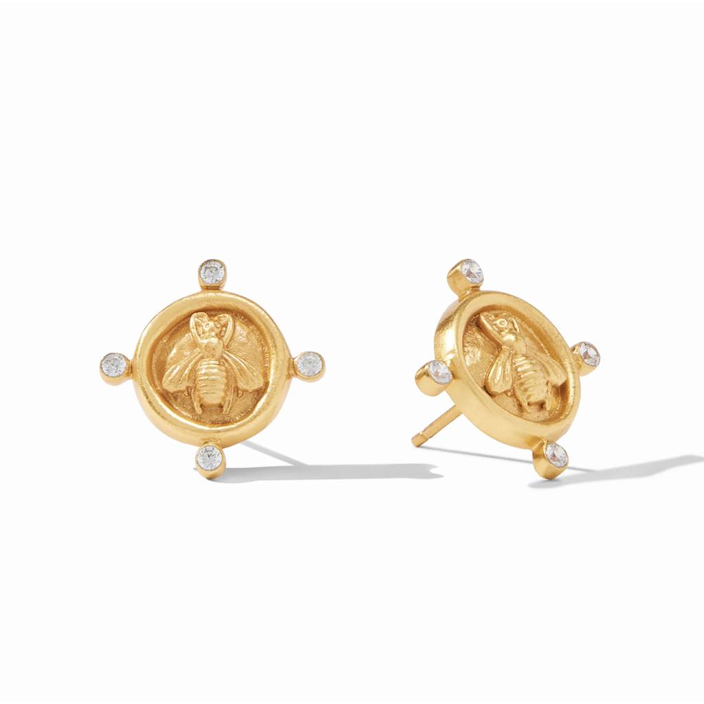 Julie Vos Julie Vos Bee Cameo Stud Gold Earring