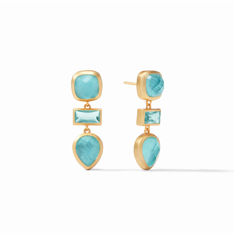 Julie Vos Antonia Tier Earring Gold Iridescent Bahamian Blue