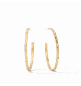 Julie Vos Crescent Stone Gold Pearl Hoop - Large