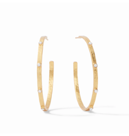 Julie Vos Crescent Stone Gold Pearl Hoop - Extra Large