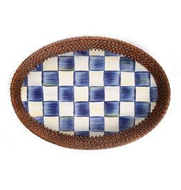 MacKenzie-Childs Royal Check Rattan & Enamel Tray - Small