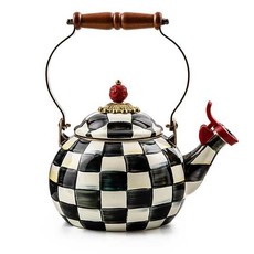 Courtly Check Enamel Whistling Tea Kettle