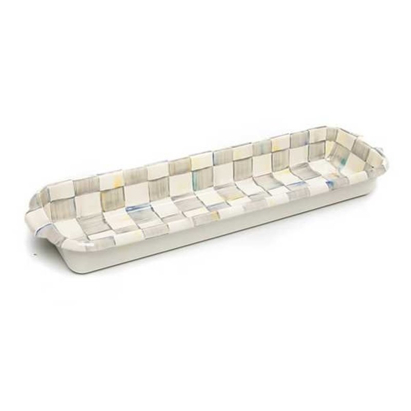 MacKenzie-Childs Sterling Check Enamel Baguette Dish