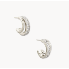 Kendra Scott Kendra Scott Livy Silver Huggie Earrings in White Crystal