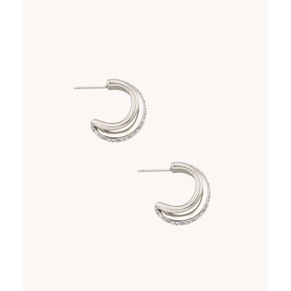 Kendra Scott Kendra Scott Livy Silver Huggie Earrings in White Crystal