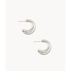 Kendra Scott Kendra Scott Livy Silver Huggie Earrings in White Crystal