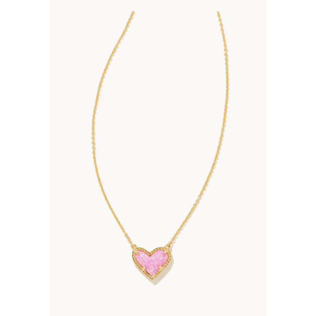 Kendra Scott Kendra Scott Ari Heart Gold Pendant Necklace in Bubblegum Pink