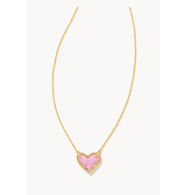 Kendra Scott Ari Heart Gold Pendant Necklace in Bubblegum Pink