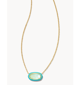 Kendra Scott Elisa Gold Enamel Framed Short Pendant Necklace in Sea Green