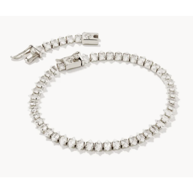 Kendra Scott Larsan Silver Tennis Bracelet in White Crystal