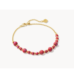 Kendra Scott Jovie Bead Chain Bracelet Bronze Veined Red Fuchsia