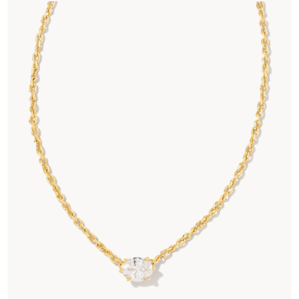 Kendra Scott Kendra Scott Cailin Gold Pendant Necklace in White Crystal