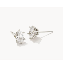 Kendra Scott Cailin Silver Crystal Stud Earrings in White Crystal