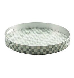MacKenzie-Childs Sterling Check Lacquer Round Tray