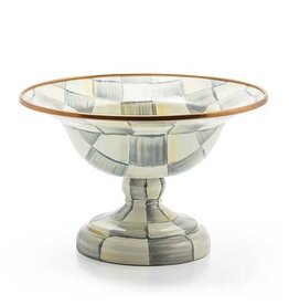 MacKenzie-Childs Sterling Check Enamel Compote - Small