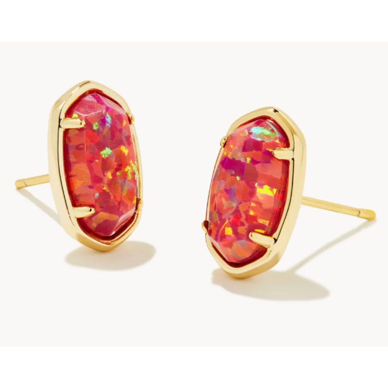 Grayson Stone Stud Earring Gold Berry Kyocera Opal