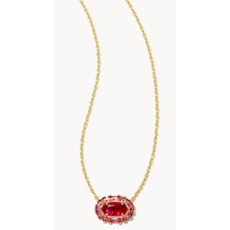 Kendra Scott Elisa Crystal Frame Short Pendant Necklace Gold Raspberry Illusion