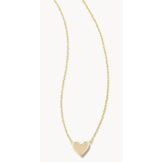 Framed Ari Heart Short Pendant Necklace Gold Irid drusy