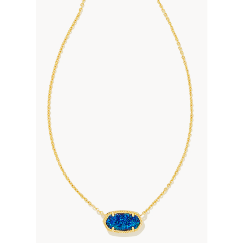 Elisa Pendant Necklace Gold Cobalt Blue Kyocera Opal