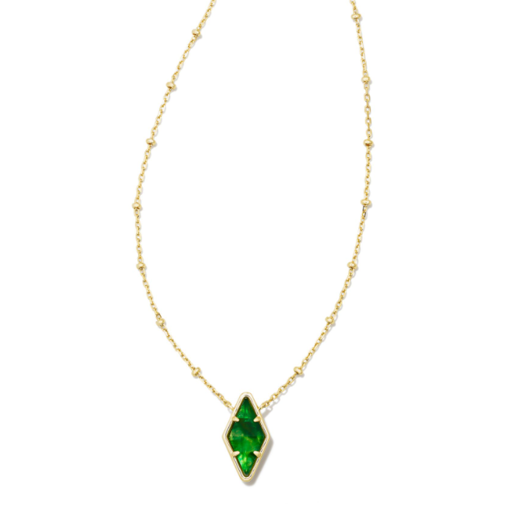 Kinsley Short Pendant Necklace Gold Kelly Green Illusion