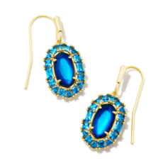 Kendra Scott Lee Crystal Frame Drop earring Gold Sea Blue Illusion