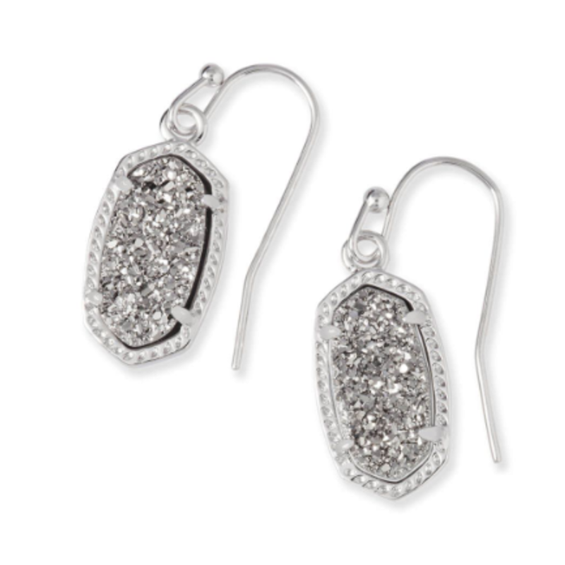 Kendra Scott Lee Silver Drop Earrings In Platinum Drusy