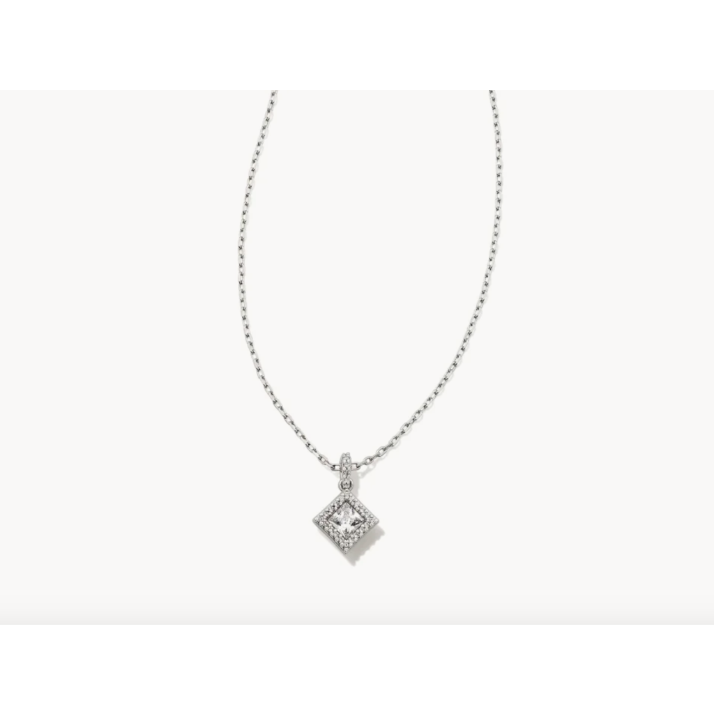 Kendra Scott Kendra Scott Gracie Short Pendant Necklace - Silver White Crystal