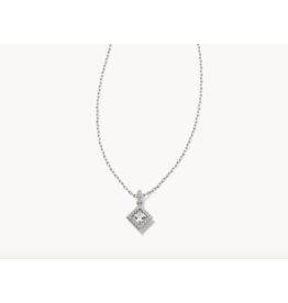 Kendra Scott Gracie Short Pendant Necklace - Silver White Crystal