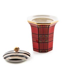 MacKenzie-Childs Tartan Cotton Box - Red