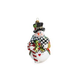 Glass Ornament - Candy Cane Snowman