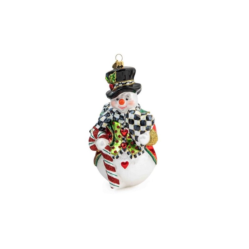 Glass Ornament - Candy Cane Snowman