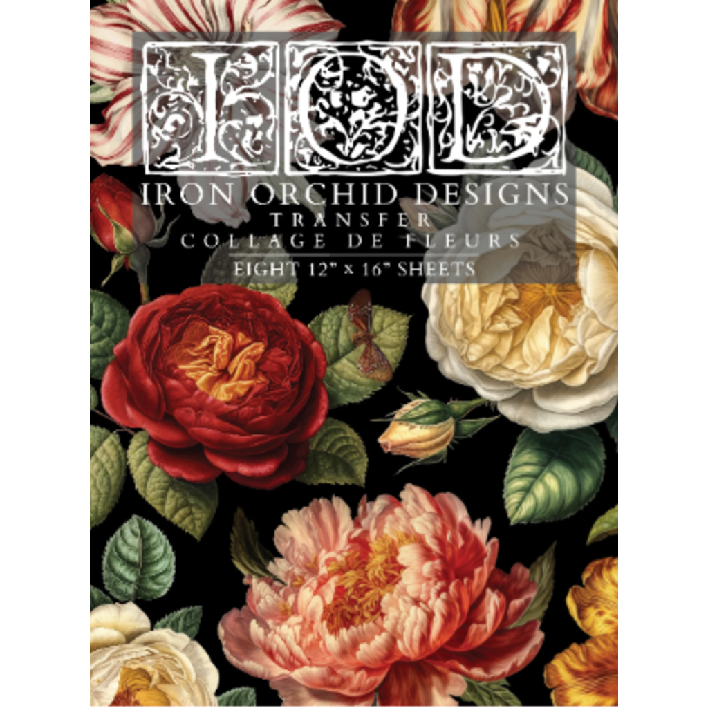 Iron Orchid Designs Collage Des Fleurs Transfer