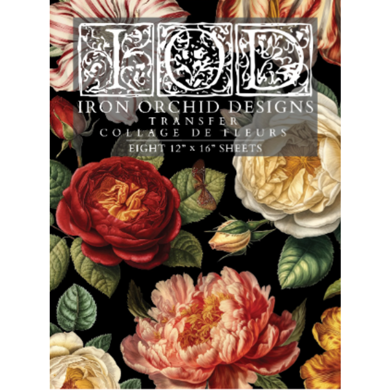 Iron Orchid Designs Collage Des Fleurs Transfer