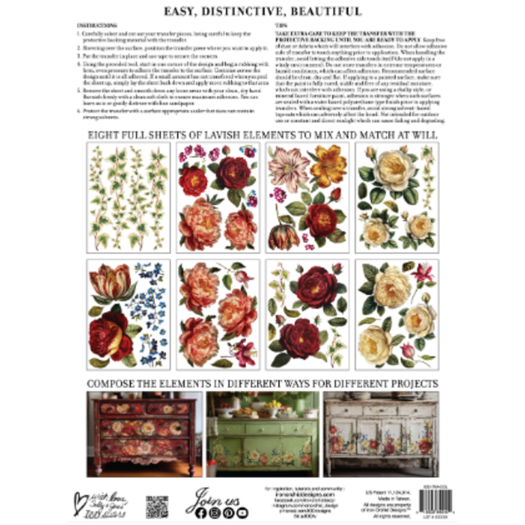 Iron Orchid Designs Collage Des Fleurs Transfer