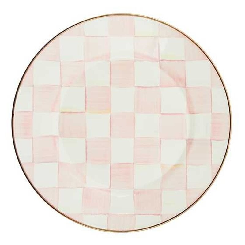 Rosy Check Enamel Dinner Plate