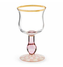 MacKenzie-Childs Rosy Check Wine Glass