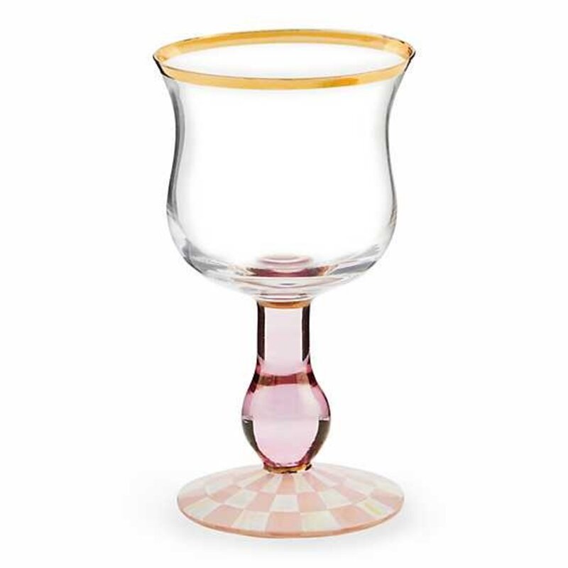 MacKenzie-Childs Rosy Check Wine Glass