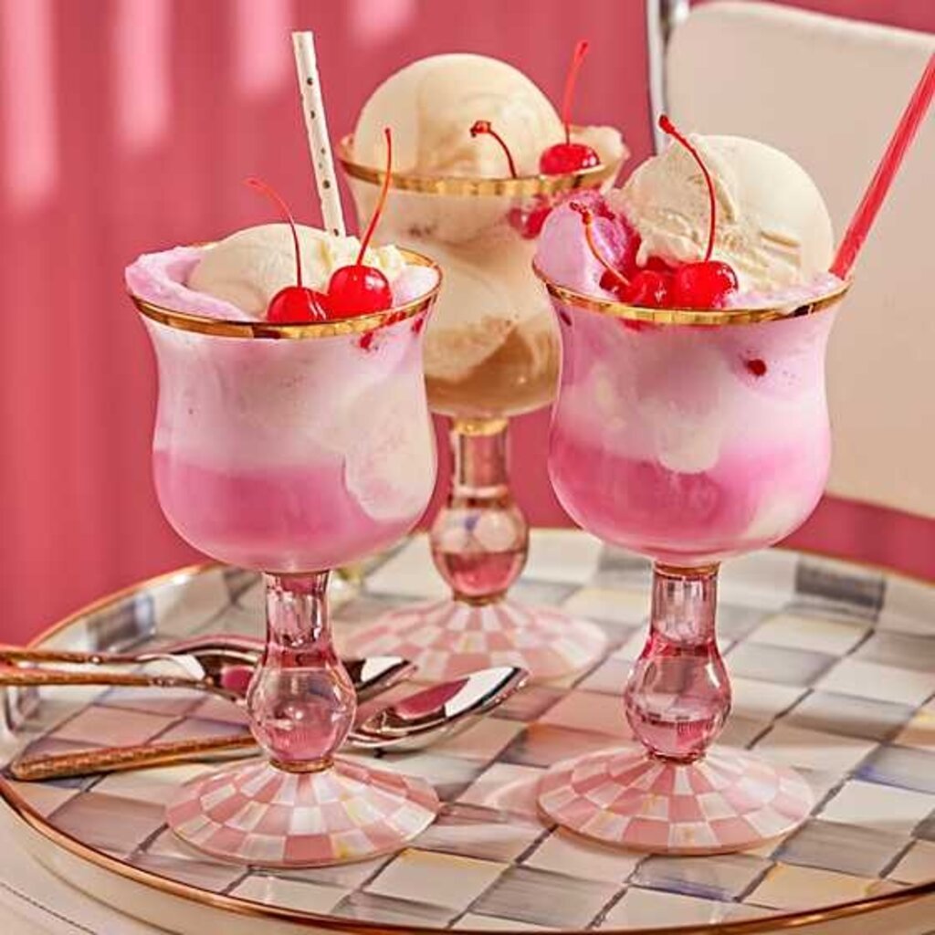 MacKenzie-Childs Rosy Check Wine Glass