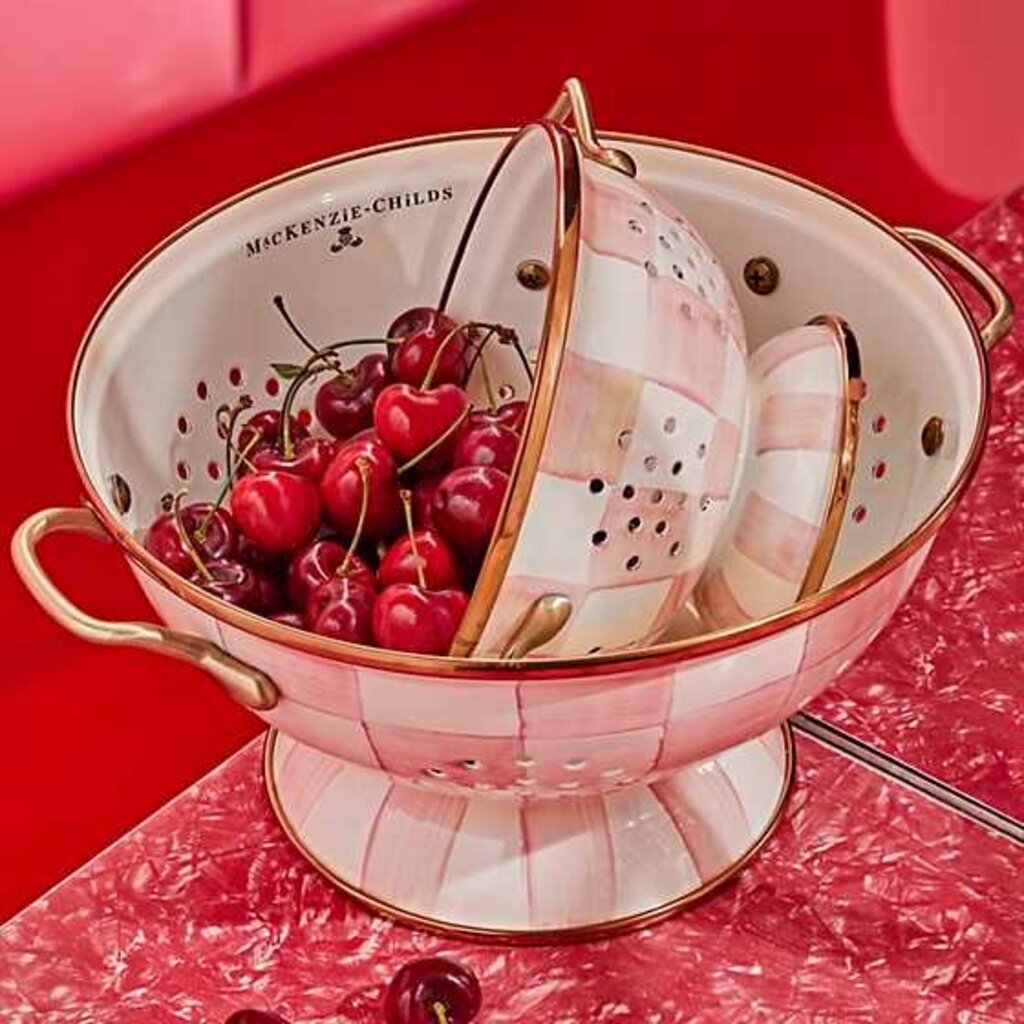 MacKenzie-Childs Rosy Check Small Colander