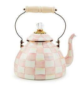 MacKenzie-Childs Rosy Check Enamel Tea Kettle - 3 Quart