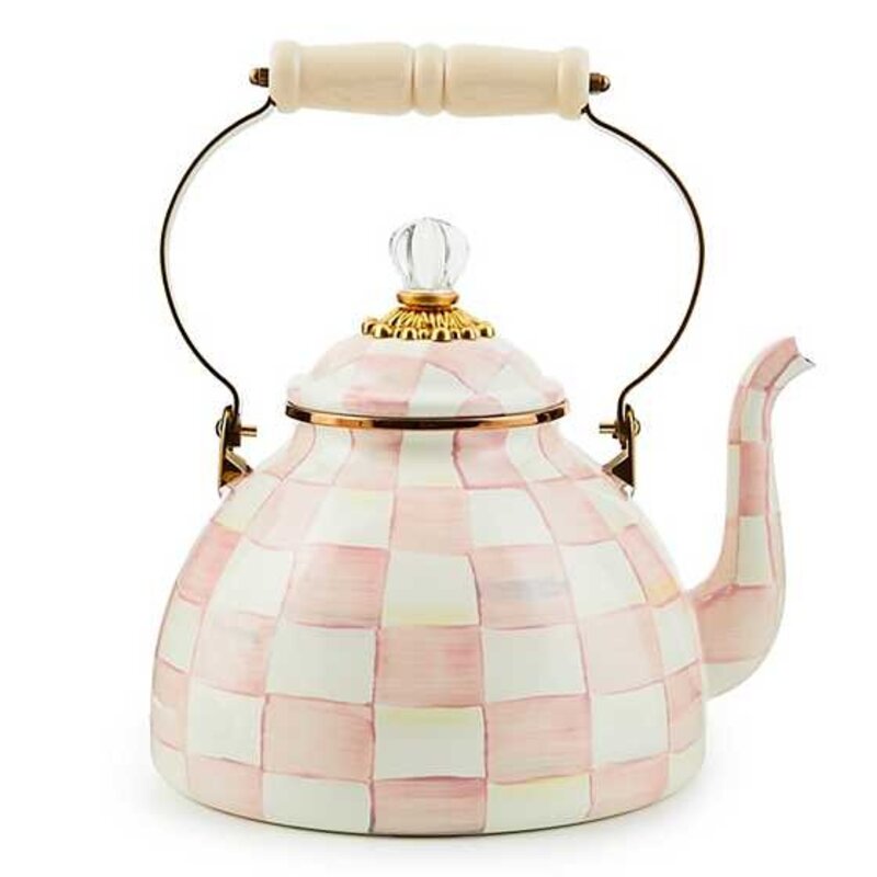 Rosy Check Enamel Tea Kettle - 3 Quart